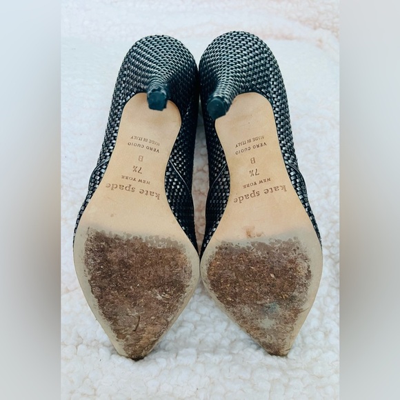 Kate Spade Metallic Gunmetal Woven textured Women's Heels Size 7.5 - Picture 7 of 9